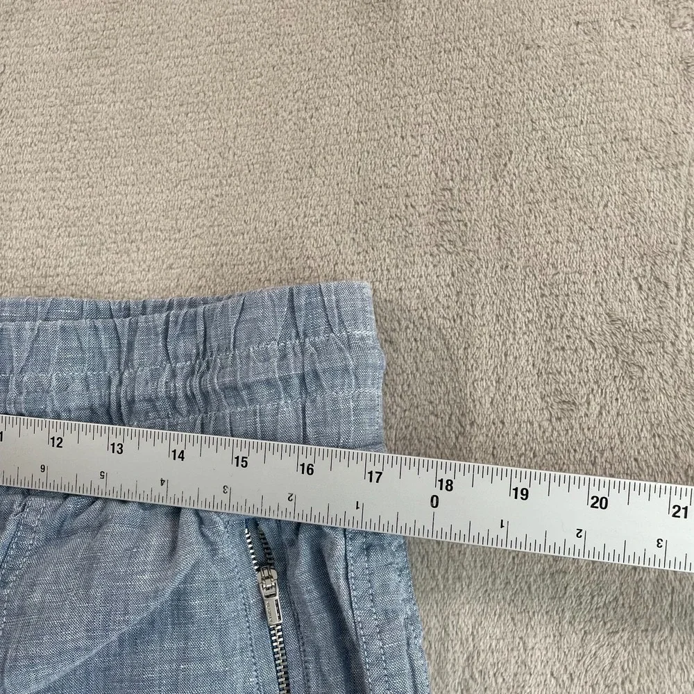 Athleta Cabo Linen Jogger Women 14 Blue‎ Tapered Fit Active Travel NWOT